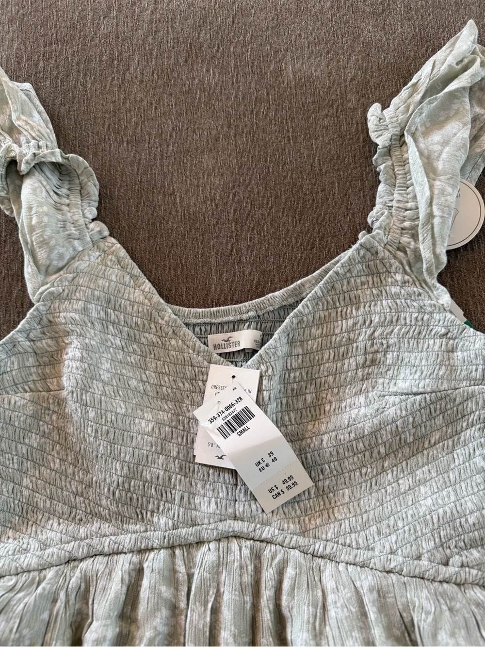 Hollister Light Sage Green Smocked Ruffle-Strap Romper NWT
